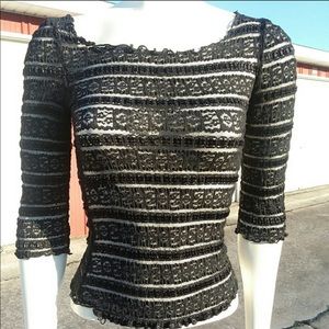 Betsey Johnson Black Lace Top, Size P